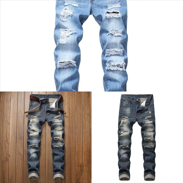 

9x9vs trouser denim jeans denim man pants hop fit slim jeans men casual biker denim jeans male hole street hip solid vintage stretch, Black