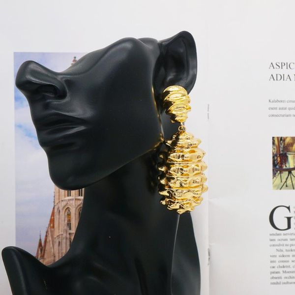 

copper hollow out eardrop big design long drop earrings 2020 recommendation, Silver