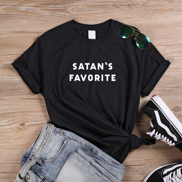 

футболка женщины satans любимые эстетическая tumblr слоган мода 90х young style лето с коротким рукавом футболка женщины q 857, White