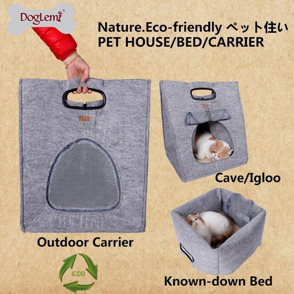 

doglemi 3 in 1 functional puppy dog cat house kennel bed nature pet carrier
