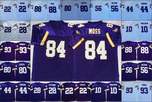 

ncaa vintage football stitched mens jerseys randy moss 88 alan page 80 cris carter 56 chris doleman 44 chuck foreman 28 adrian peterson, Black
