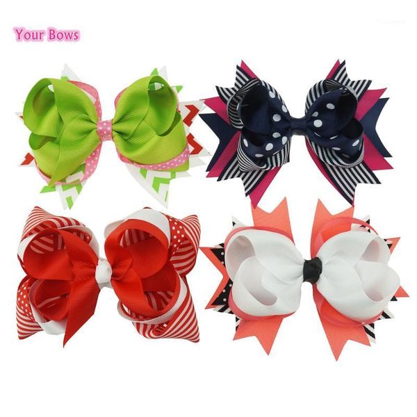 

your bows 5.5 inches striped ribbon bows hair clips girls hair cute hairpin headbands girl headwear kids accessories1, Slivery;white