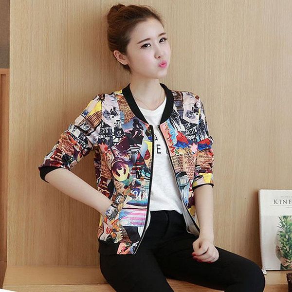

women jackets spring print bomber jacket women colorful coat chaquetas mujer casaco feminino jaqueta feminina casual coats, Black;brown