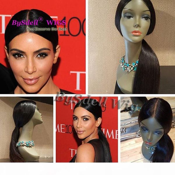 

celebrity kim kardashian shiny look straight hairstyle full lace wig synthetic part full lace wigs for black white women