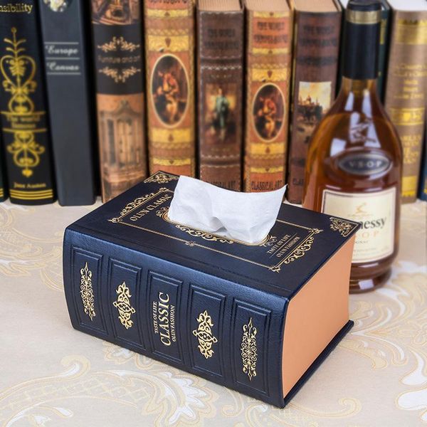 

tissue boxes & napkins european style retro noble emulation books boxes, car rectangular leather pumping tray