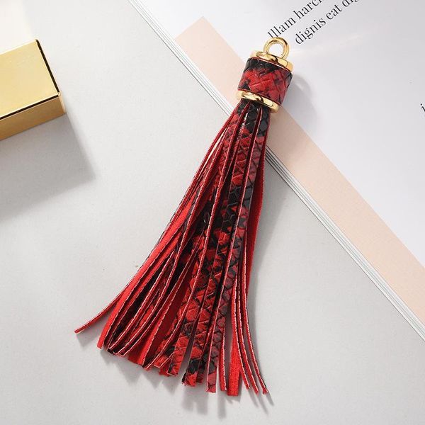 

4pcs faux leather snake grain tassel diy jewelry keychain craft accessories long tassels garment decoration pendant fringe trim h qyltxy