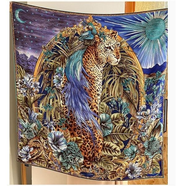 

stunning prints 100% silk scarf shawl wraps 88x88cm hand rolled edges y201024, Blue;gray