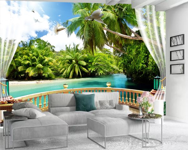 

3d wallpaper walls romantic landscape 3d mural wallpaper verdant tropical coconut forest custom 3d p wallpaper home decor