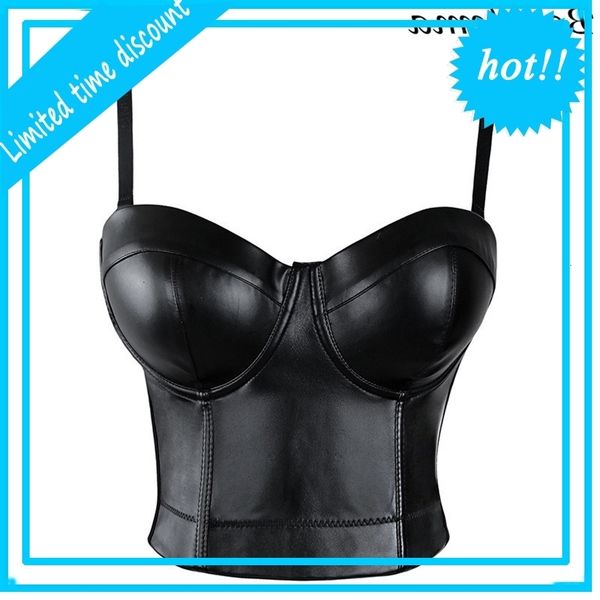 

beonlema black faux leather corset lesbians bras gothic clothes women bustier bodice ropa gotica mujer talla grande y19070201, Black;white
