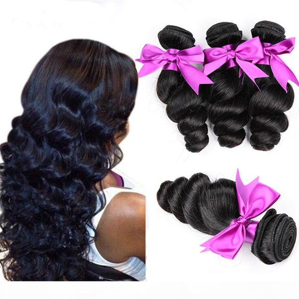 

hair products peruvian loose wave 3pcs lot unprocessed human hair weave bundles 100g lot peruvian virgin hair loose wave, Black