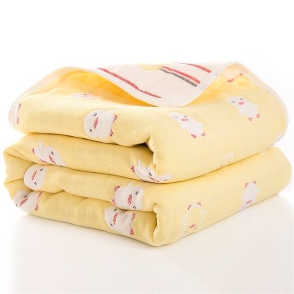 

110*110 cotton six-layer baby quilt soft kids blanket cover cartoon blanket bath towel for children blankets(size 110*110) 201124