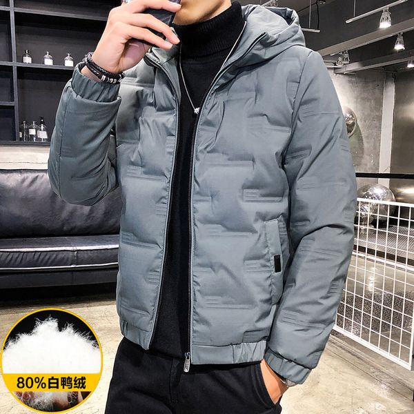 

men white duck down jacket clothing casual warm hooded collar coats winter thick jackets parka male warm jacket, Black