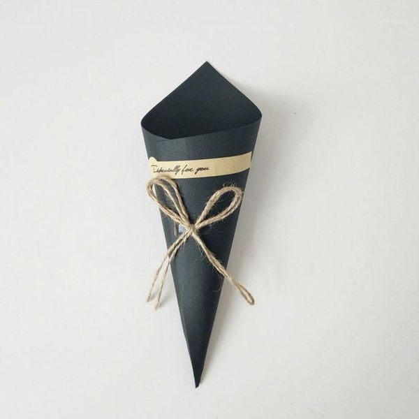 

gift wrap 50pcs/lot kraft paper candy boxes with rope tag flower cones holder box 1