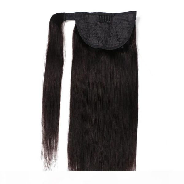 

double drawn virgin hair full ends ponytail belong hair vendor 100% indian human hair ponytail 14-24inch 150gram double drawn, Black