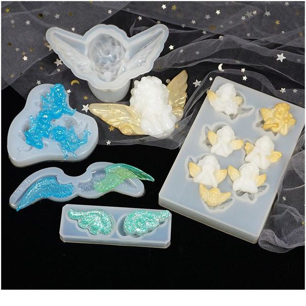 

crystal epoxy angel feather resin mold for pendant casting jewelry diy mould resin molds for bbyhmv, Black