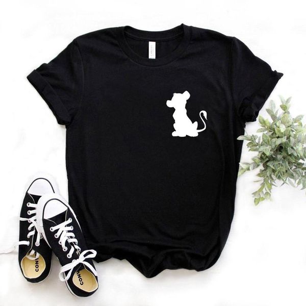

lion pocket print women tshirt cotton casual funny t shirt gift for lady yong girl tee 6 color drop ship fa-1, White