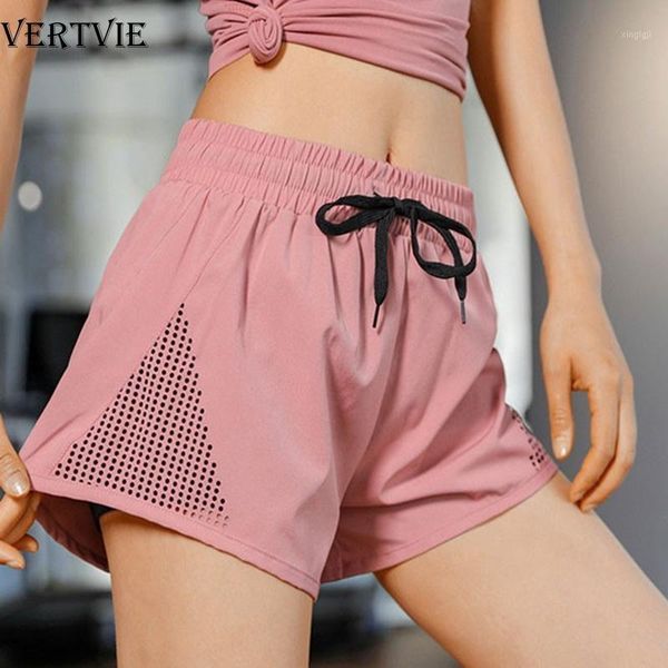 

running shorts vertvie women sport cycling biker anti exposure 2 in 1 fitness yoga hollow out workout excise sportswear1, Black;blue
