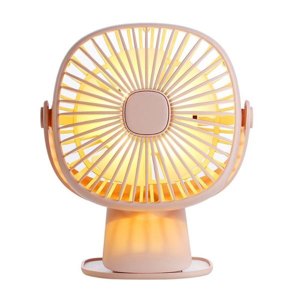 

electric fans multi-function 3-in-1 deskmini usb charging fan rotary 360 degree square led night light small personal quiet portab