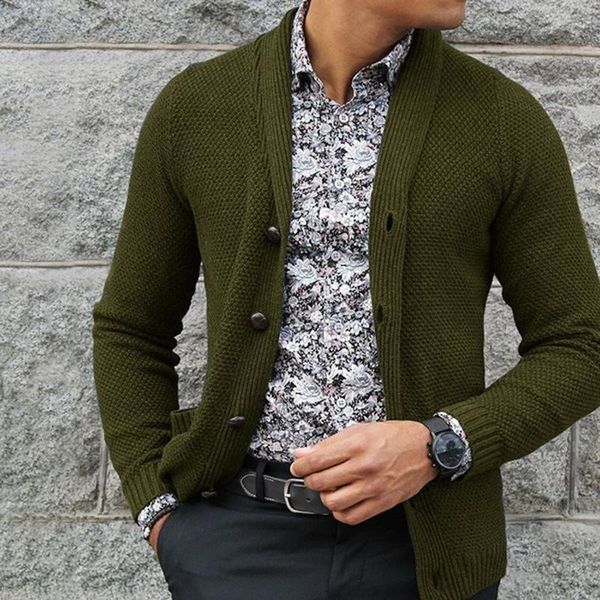 

men's sweaters wool olive turn-down collar button wear wish solid color selling cardigan single breasted sweater black, White;black
