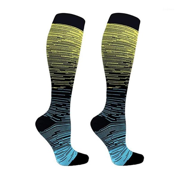 

sports socks nylon hiking non slip elastic support comfortable sweat absorbing compression gradient color run1, Black
