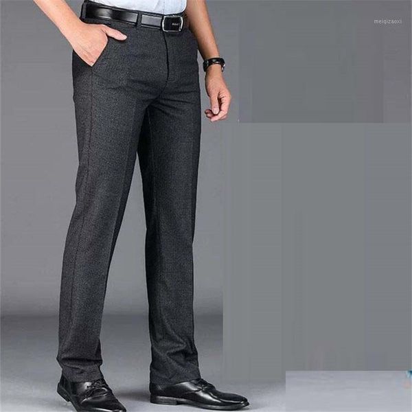 

2020 casual dress suit pants for men fit slim male business dress pants black elastic straight waist skinny casual trousers1, White;black