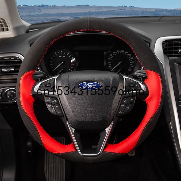 

diy car steering wheel cover custom fit for ford focus kuga edge fusion taurus car accessories