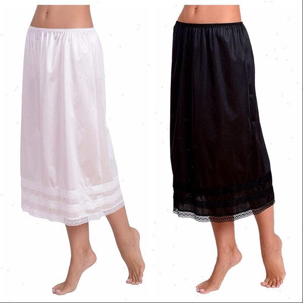 

women under skirt extender slips lace half skirt knee length a line black white drop shipping
