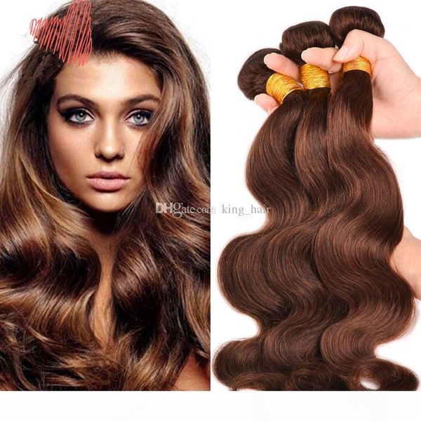 

new arrival chocolate brown virgin human hair bundles #4 brazilian body wave human hair extension medium brown body wave hair weft for woman, Black