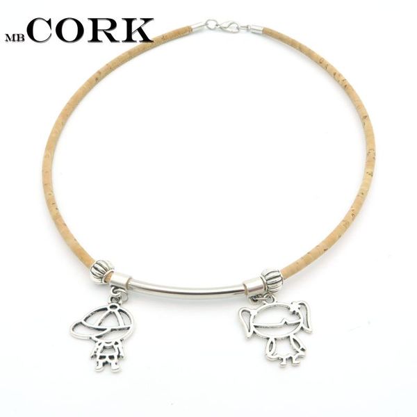 

природный корк, мальчик и девочка, дочь и сын ожерелье пробки милые милые женщины ручной работы оригинальных ожерелья n-104, Silver