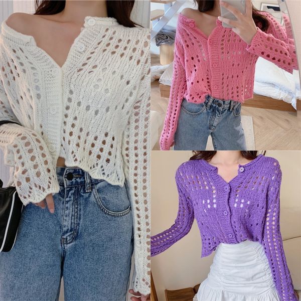 

z3cpx long cardigan slimming long sleeve multi-wear short hollow-out 2020 slimming t797knitted cardigan new t797knitted sleeve multi-wear sh, White;black