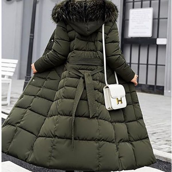 

2021 new new winter over-the-knee jacket hoodie ladies quilted coat with long thin collar fit h00200 d2p7, Black