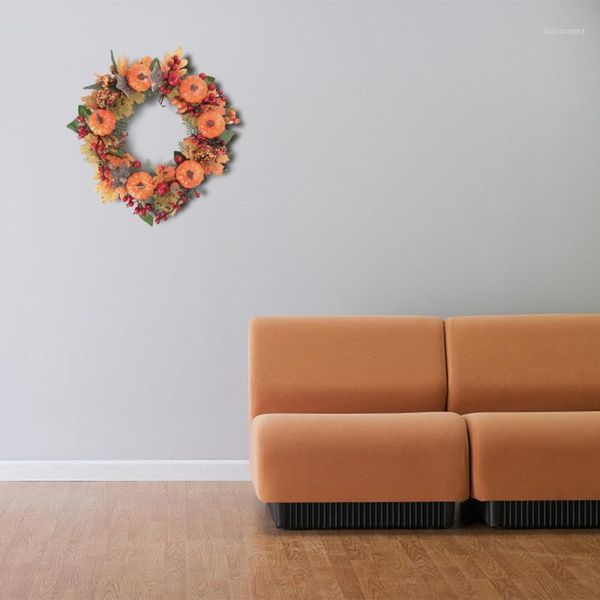 

1pc halloween garland pumpkin wreath autumn harvest wreath for decoration (orange)1