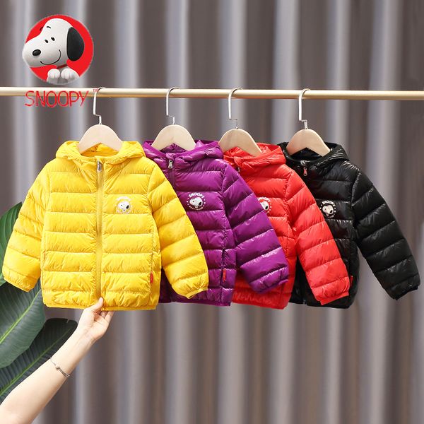 

snoopy boys' autumn and winter 2020 new light white duck down cotton padded children's jacket fashion, Blue;gray