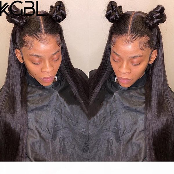 

kgbl straight t-part lace front human hair wigs with baby hair brazilian 8-24'' non-remy 150% 180% density wigs medium ratio, Black;brown