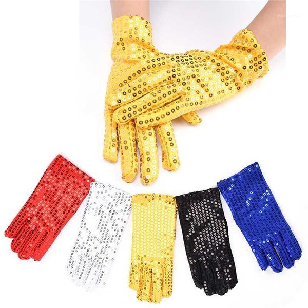 

1pair shiny sequined gloves evening party costume gloves kindergarten' kids performance dance for party1, Blue;gray