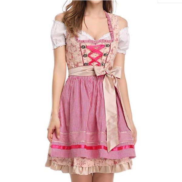 

costume accessories deluxe traditional oktoberfest dirndl ladies germany bavaria wench fancy dress beer girl apron set outfit, Silver