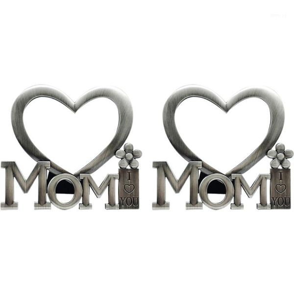 

2pcs p frame mom i love you chic stylish heart shaped metal picture frame p mother's day gift1