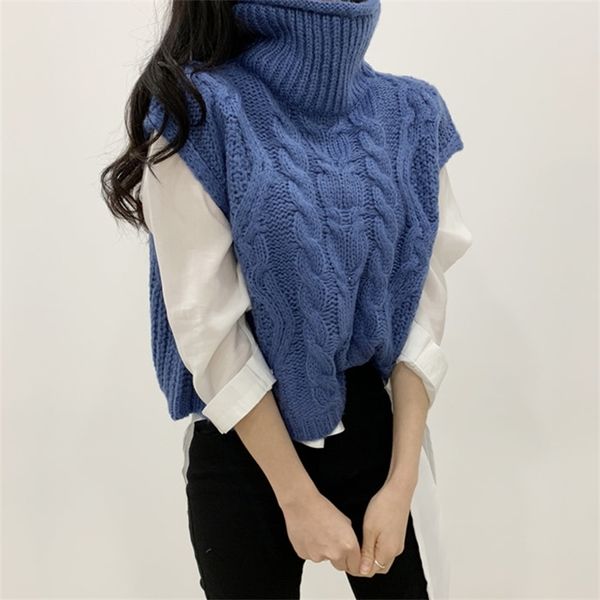 

new loose sleeveless sweater spring autumn women vest sweaters knitting vest joker knitted vest wool oversize girls pullover 201023, White;black