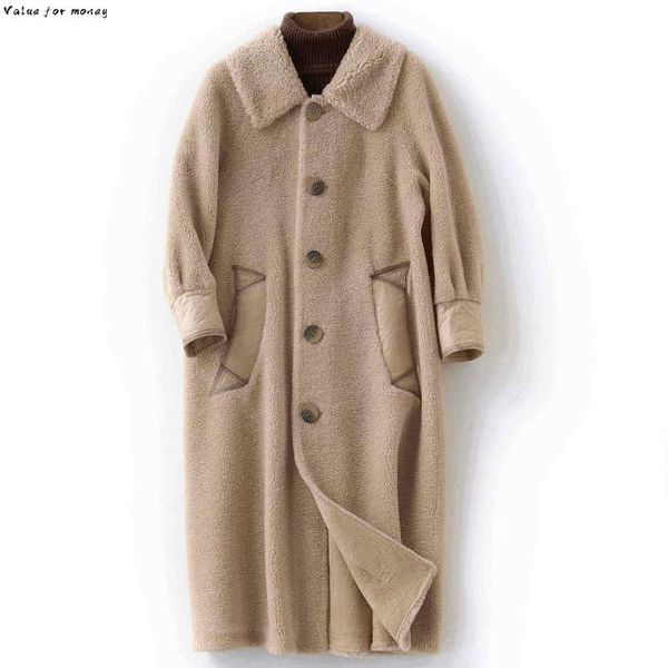 

wool 100% jacket autumn winter coat women clothes 2021 real fur coat female korean sheep shearling manteau femme zt4380, Black