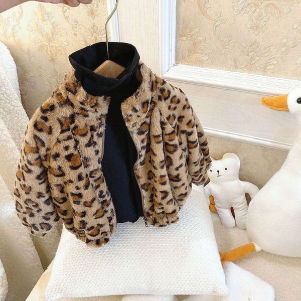 

2020 et autumn winter girls' cashmere new baby leopard cardigan zfhb, Black