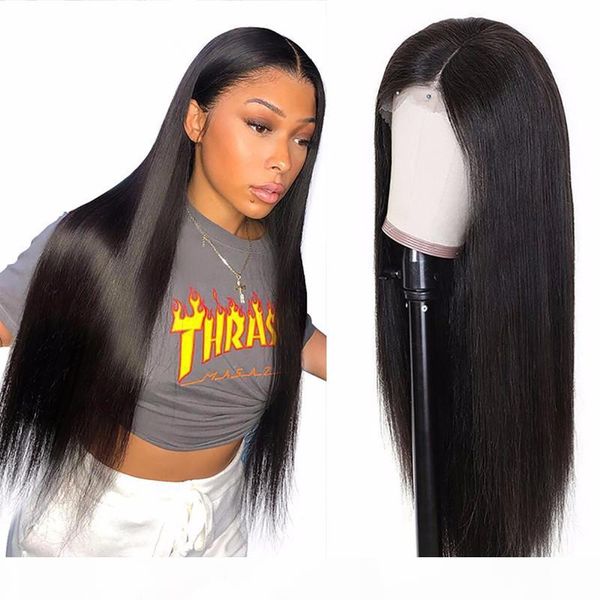 

brazilian black long silky straight full wigs human hair heat resistant glueless synthetic lace front wigs for black women