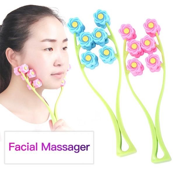 

facial massager roller portable flower shape face roller massager anti wrinkle face-lift slimming face relaxation beauty tools
