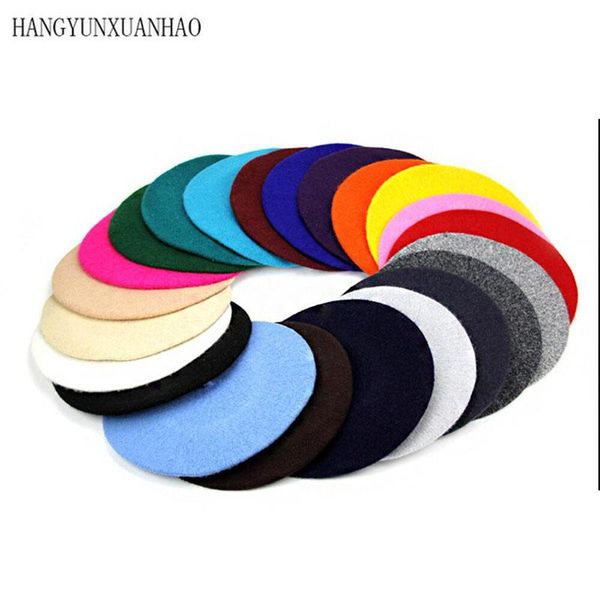

berets lady spring winter hat painter style women wool vintage solid color caps female bonnet warm walking cap, Blue;gray