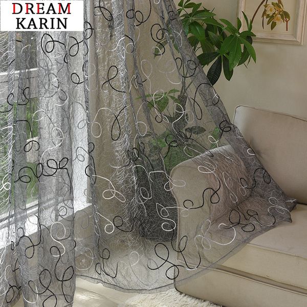 

european style gray embroidered tulle curtains for living room translucent bedroom kitchen curtains lace window custom blinds
