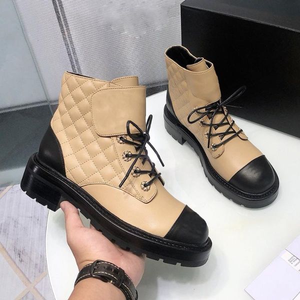 

ankle platform boots women scarpe donna round toe shoes woman new lace-up female botine leather botas de mujer 2020 high quality, Black