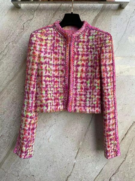 

118710 new women vintage wool jacket long sleeve runway silk flower print lining elegant lady coat with chain1, Black;brown