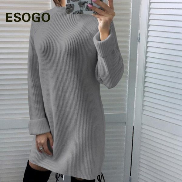 

casual dresses women long sleeve sweater dress women's hem autumn winter o-neck a line short mini knitted vestidos1, Black;gray