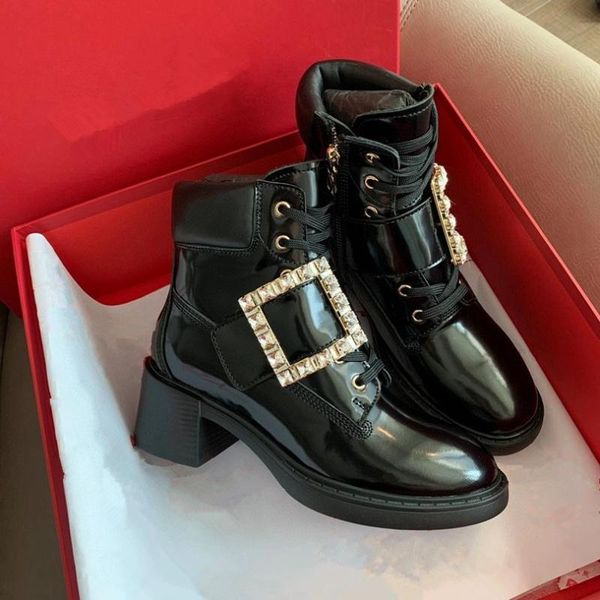 

buckle decor women ankle boots genuine leather lace up martin boots black autumn winter combat short women