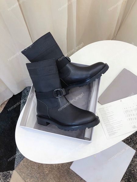 

new paris catwalk autumn winter new collection khaki weave leather socks boots knight lady low heel thick soles leather outdoor casual shoes, Black