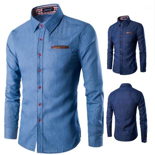 

new nice men's denim long sleeve shirt brand clothing male slim fit shirts denim workwear men jeans shirt camiseta masculina men1, White;black